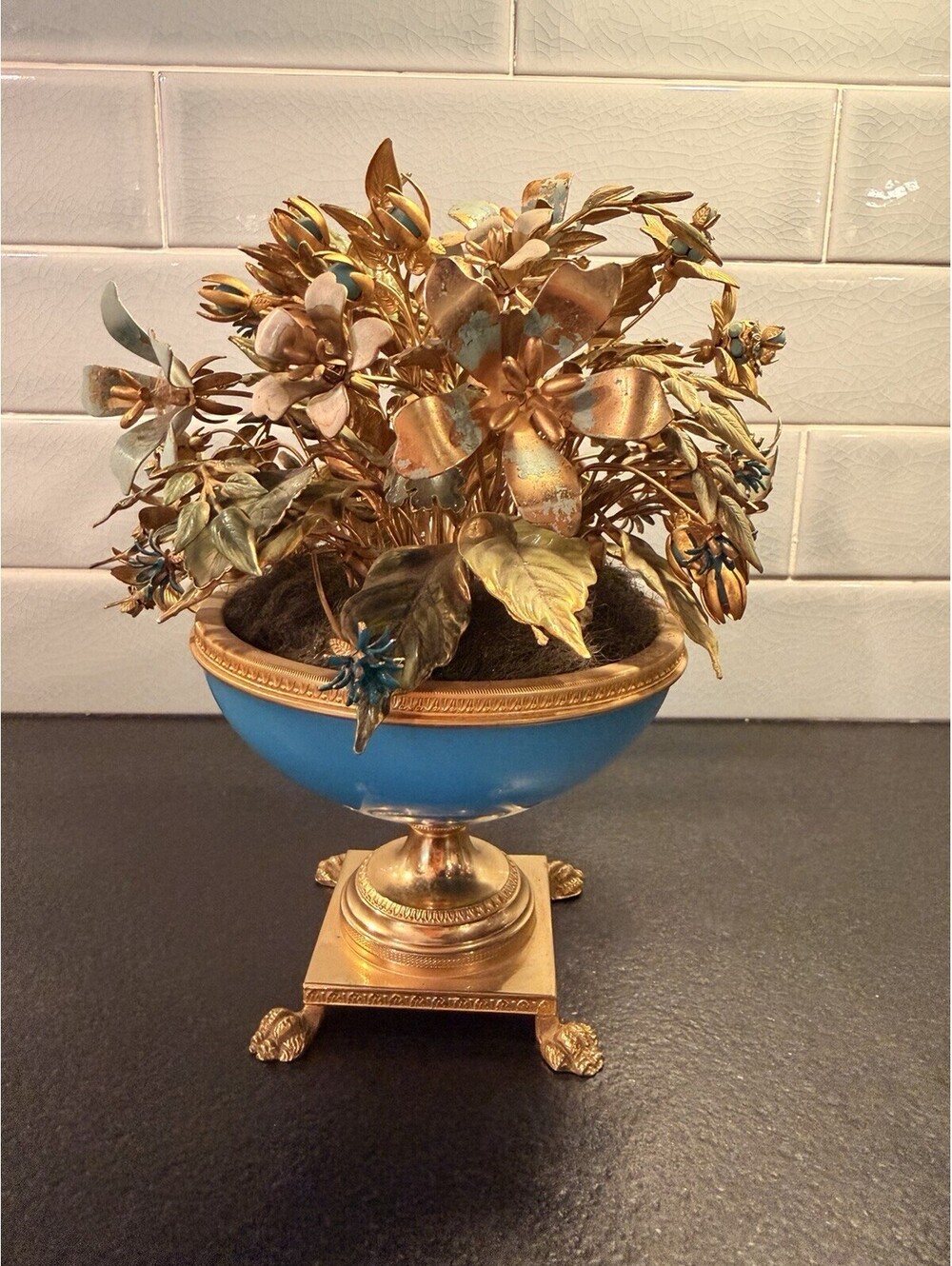 READ Jane Hutcheson for Gorham Gilt Bronze & Hand-Painted Porcelain Floral